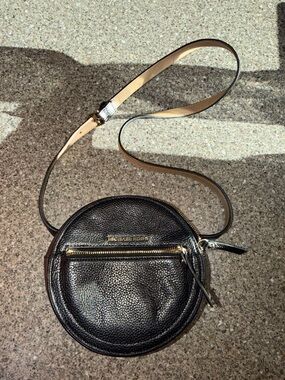 Michael Kors Black Pebbled Leather Round Belt bag